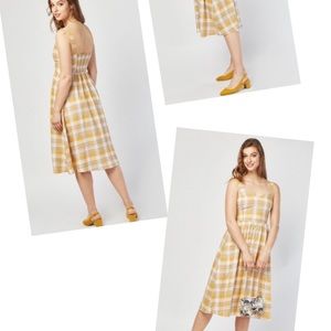 Button Front Midi Gingham Dress (BRAND NEW)